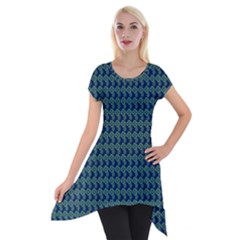 Clovers On Dark Blue Short Sleeve Side Drop Tunic by PhotoNOLA