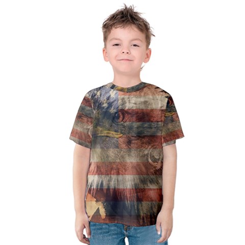 Vintage Eagle  Kids  Cotton Tee by Valentinaart