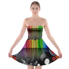 Music Pattern Strapless Bra Top Dress by Simbadda