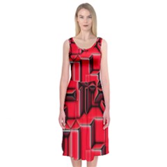 Background With Red Texture Blocks Midi Sleeveless Dress by Amaryn4rt