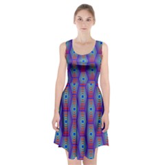 Red Blue Bee Hive Pattern Racerback Midi Dress by Amaryn4rt