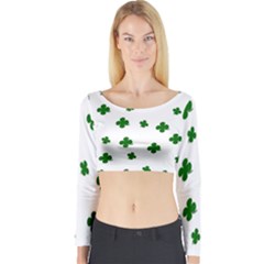 St  Patrick s Clover Pattern Long Sleeve Crop Top by Valentinaart