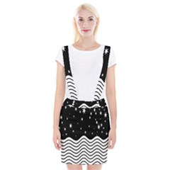 Black And White Waves And Stars Abstract Backdrop Clipart Suspender Skirt by Amaryn4rt