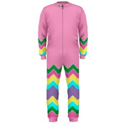 Easter Chevron Pattern Stripes Onepiece Jumpsuit (men)  by Amaryn4rt