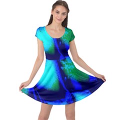 Blue Scales Pattern Background Cap Sleeve Dresses by Amaryn4rt