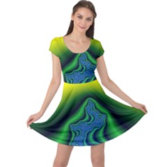 Fractal Wallpaper Water And Fire Cap Sleeve Dresses by Amaryn4rt