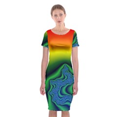 Fractal Wallpaper Water And Fire Classic Short Sleeve Midi Dress by Amaryn4rt