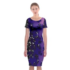 Blue Digital Fractal Classic Short Sleeve Midi Dress by Amaryn4rt