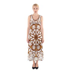 Golden Filigree Flake On White Sleeveless Maxi Dress by Amaryn4rt