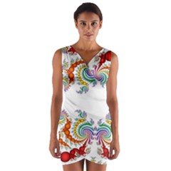 Fractal Kaleidoscope Of A Dragon Head Wrap Front Bodycon Dress by Amaryn4rt