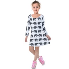 Indian Elephant Pattern Kids  Long Sleeve Velvet Dress by Valentinaart