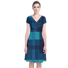 Boxes Abstractly Short Sleeve Front Wrap Dress by Amaryn4rt