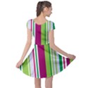 Beautiful Multi Colored Bright Stripes Pattern Wallpaper Background Cap Sleeve Dresses View2