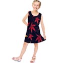 Colorful Autumn Leaves On Black Background Kids  Tunic Dress View1