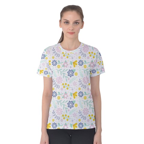 Vintage Spring Flower Pattern  Women s Cotton Tee by TastefulDesigns