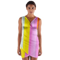 Multi Colored Bright Stripes Striped Background Wallpaper Wrap Front Bodycon Dress by Amaryn4rt