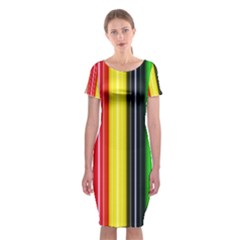 Colorful Striped Background Wallpaper Pattern Classic Short Sleeve Midi Dress by Amaryn4rt