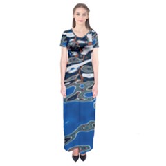 Colorful Reflections In Water Short Sleeve Maxi Dress by Amaryn4rt