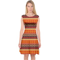 Abstract Lines Seamless Art  Pattern Capsleeve Midi Dress by Amaryn4rt