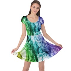 Colour Smoke Rainbow Color Design Cap Sleeve Dresses by Amaryn4rt