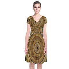 Kaleidoscope Dream Illusion Short Sleeve Front Wrap Dress by Amaryn4rt