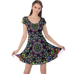 Mandala Abstract Geometric Art Cap Sleeve Dresses by Amaryn4rt