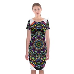 Mandala Abstract Geometric Art Classic Short Sleeve Midi Dress by Amaryn4rt