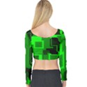 Green Cyber Glow Pattern Long Sleeve Crop Top View2