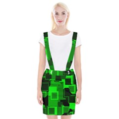 Green Cyber Glow Pattern Suspender Skirt by Simbadda