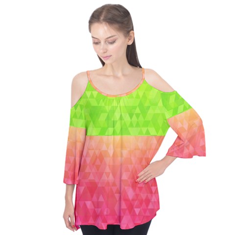 Colorful Abstract Triangles Pattern  Flutter Tees by TastefulDesigns