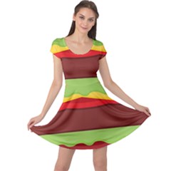 Vector Burger Time Background Cap Sleeve Dresses by Simbadda