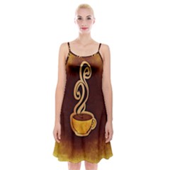 Coffee Drink Abstract Spaghetti Strap Velvet Dress by Simbadda