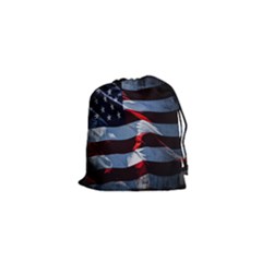 Grunge American Flag Background Drawstring Pouches (xs)  by Simbadda