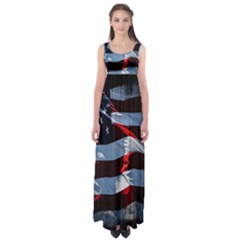 Grunge American Flag Background Empire Waist Maxi Dress by Simbadda