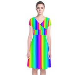 Rainbow Gradient Short Sleeve Front Wrap Dress by Simbadda