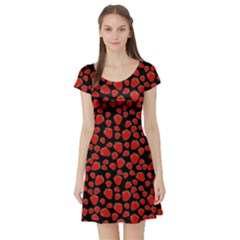 Strawberry  Pattern Short Sleeve Skater Dress by Valentinaart