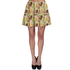 Colorful Glass Mugs Lager Dark Beer Hop Pretzel Sausage Pattern Skater Skirt by CoolDesigns