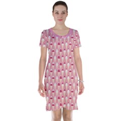 Pink Pattern With Ice Cream Cones Against Pink Short Sleeve Nightdress by CoolDesigns