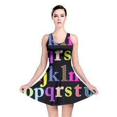 Alphabet Letters Colorful Polka Dots Letters In Lower Case Reversible Skater Dress by Simbadda