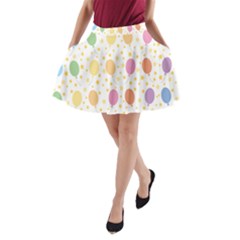 Balloon Star Rainbow A-line Pocket Skirt by Mariart