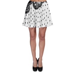 Batik Rain Black Flower Spot Skater Skirt by Mariart