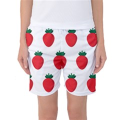 Fruit Strawberries Red Green Women s Basketball Shorts by Mariart