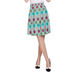 Large Colored Polka Dots Line Circle A-line Skirt by Mariart