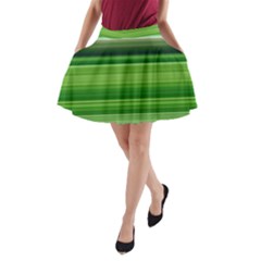 Horizontal Stripes Line Green A-line Pocket Skirt by Mariart