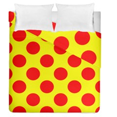 Polka Dot Red Yellow Duvet Cover Double Side (queen Size) by Mariart