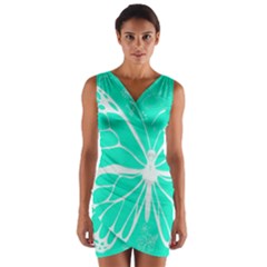 Butterfly Cut Out Flowers Wrap Front Bodycon Dress by Simbadda