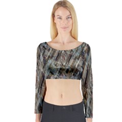 Abstract Chinese Background Created From Building Kaleidoscope Long Sleeve Crop Top by Simbadda