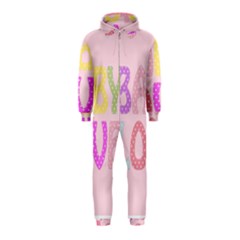 Pink Baby Love Text In Colorful Polka Dots Hooded Jumpsuit (kids) by Simbadda