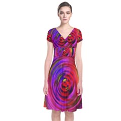 Colors Of My Life Short Sleeve Front Wrap Dress by Simbadda