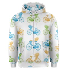 Vintage Bikes With Basket Of Flowers Colorful Wallpaper Background Illustration Men s Zipper Hoodie by Simbadda